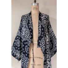 Load image into Gallery viewer, Blue Bandana Tie Wrap Kimono - Clothing