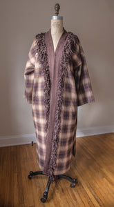 Long Flannel Plaid Duster with Fringe