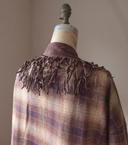 Long Flannel Plaid Duster with Fringe