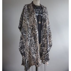 Animal Print Kimono - Clothing