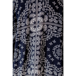 Blue Bandana Tie Wrap Kimono - Clothing