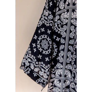 Blue Bandana Tie Wrap Kimono - Clothing