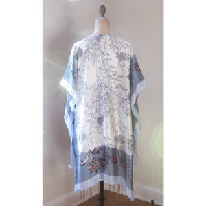 Blue Botanical Kimono - Clothing