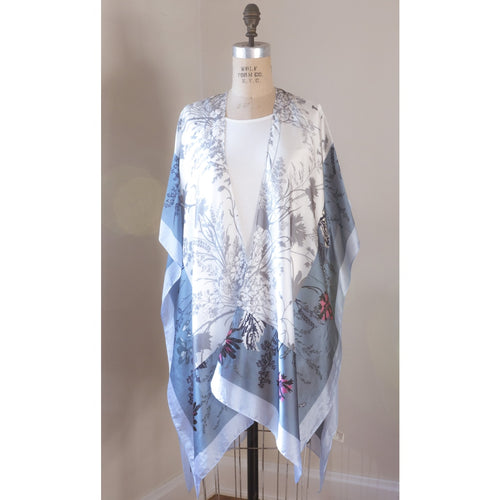 Blue Botanical Kimono - Clothing