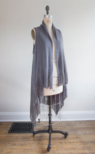 Solid Knit Vest With Fringe