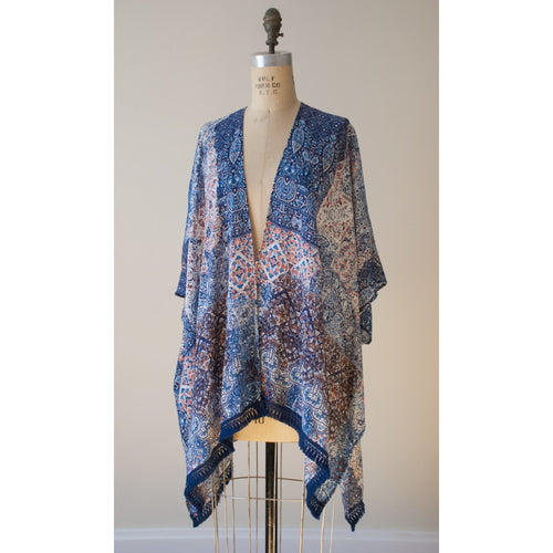 True Blue Bohemian Kimono - Clothing